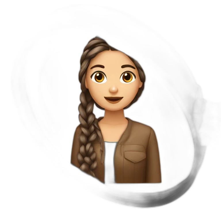 Mujer con braids box fine long hair castaño con magnifier emoji