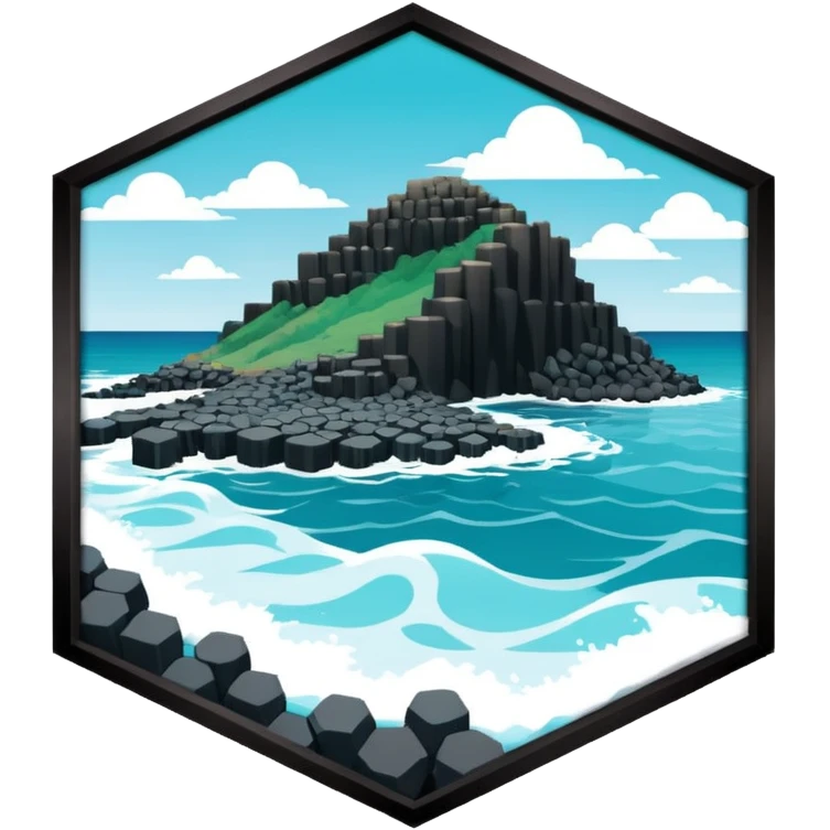 giant's causeway in northern ireland it has hexagonal rock pillars set against the ocean add more ocean emoji