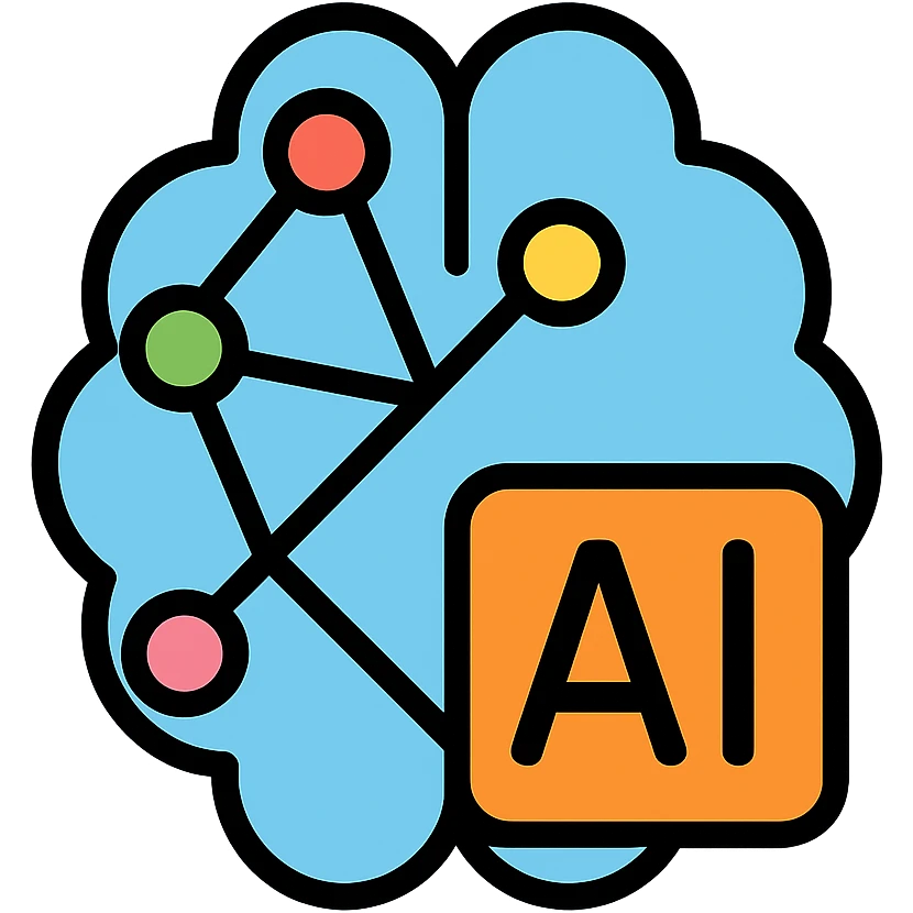 AI neural network as an icon, abstract, interconnected nodes, minimal emoji
