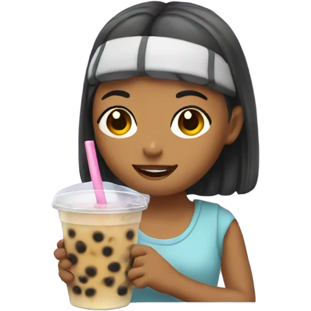 Girl with a boba tea emoji