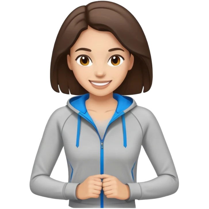 light skinned brunette woman in sport clothes smiling emoji