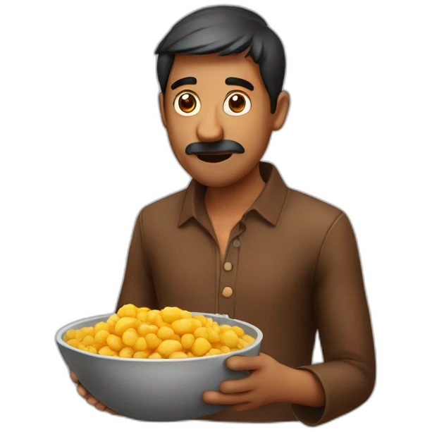 Indian man eating suspicious brown substance emoji