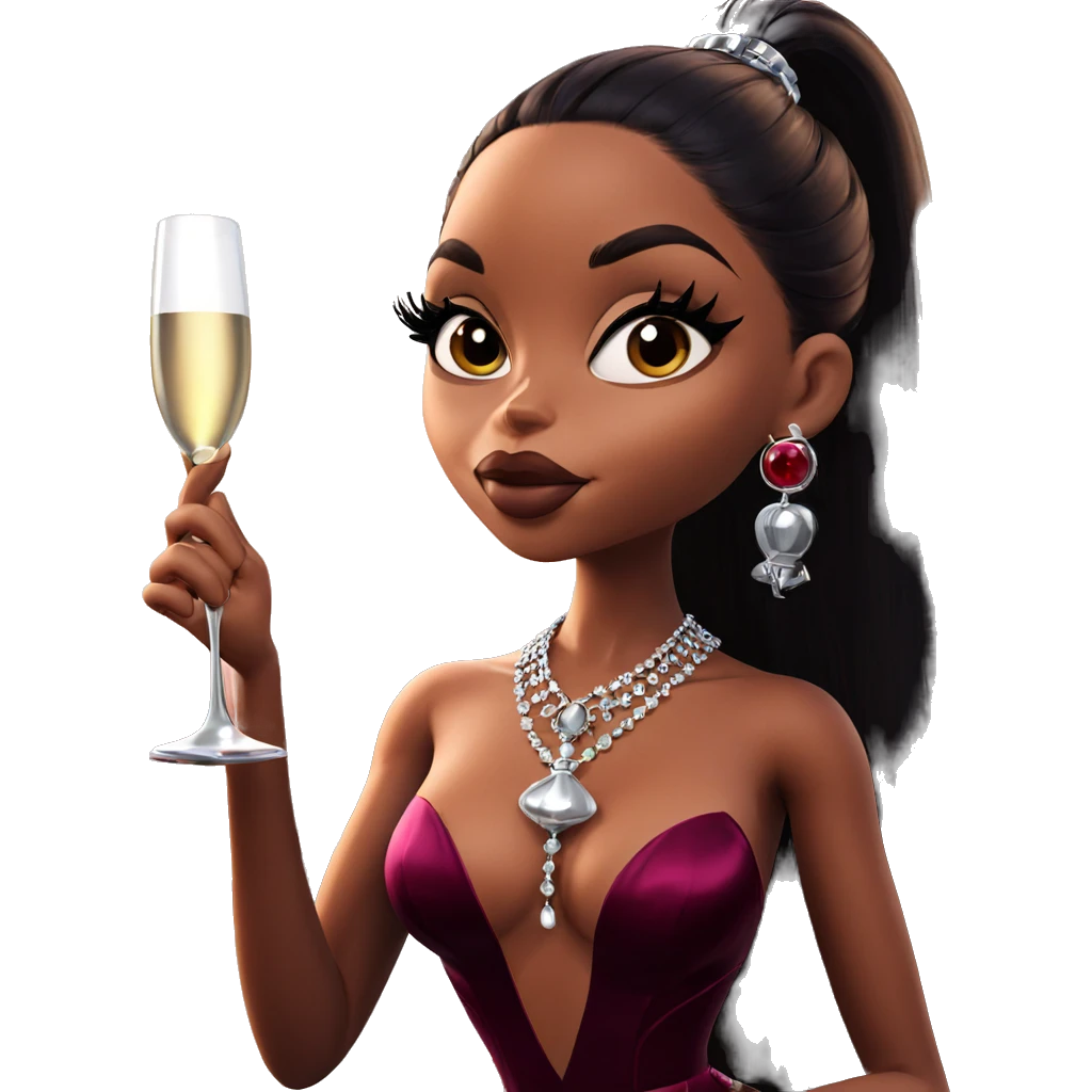 elegant girl with wine glass emoji
