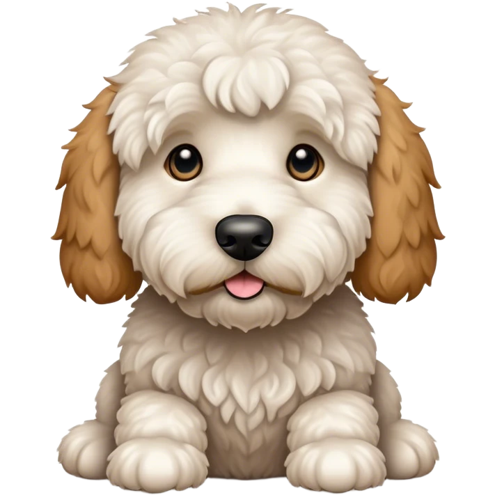 Golden doodle, big white with a little brown black eyes emoji