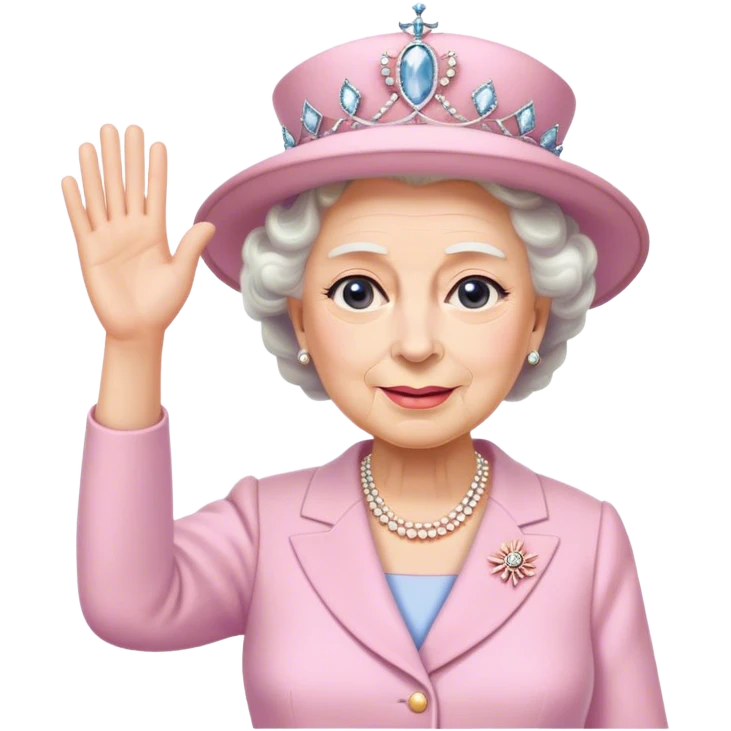 
Queen Elizabeth waves in pastel clothes emoji