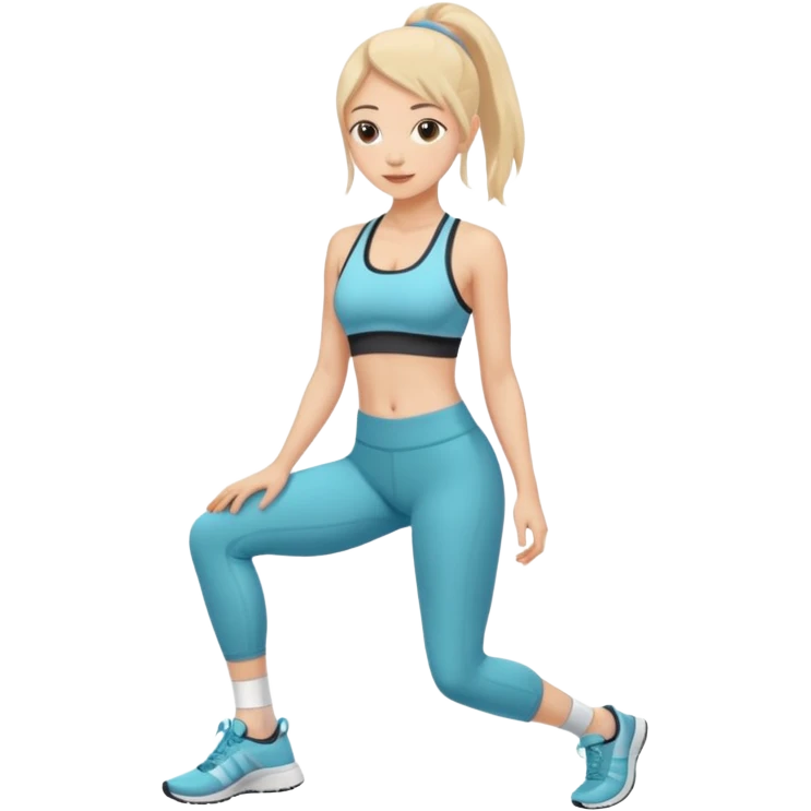 prepubescent flat-chested girl in a sports bra, yoga pants, socks and sneakers emoji