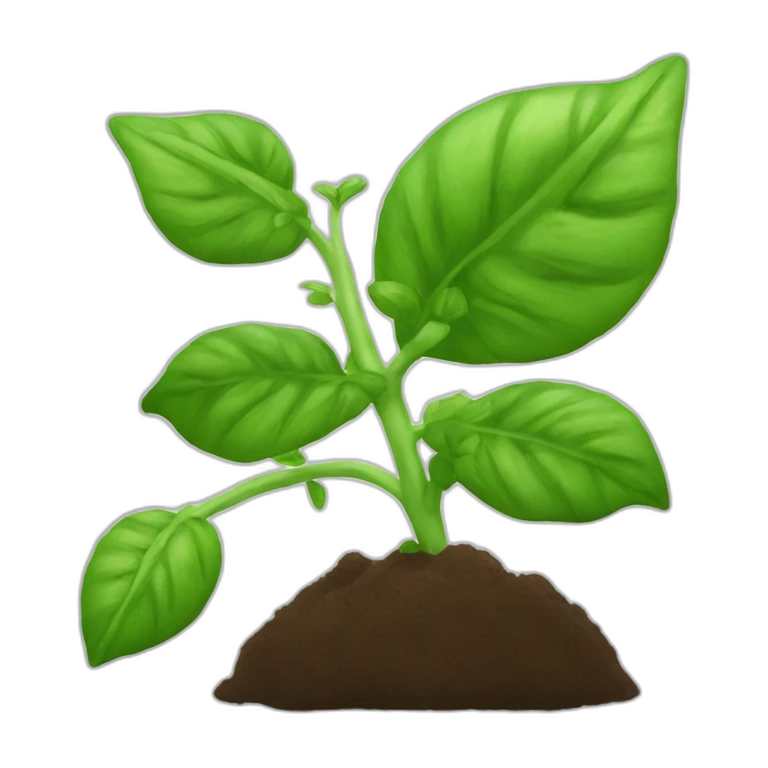una pianta di basilico su una patata emoji
