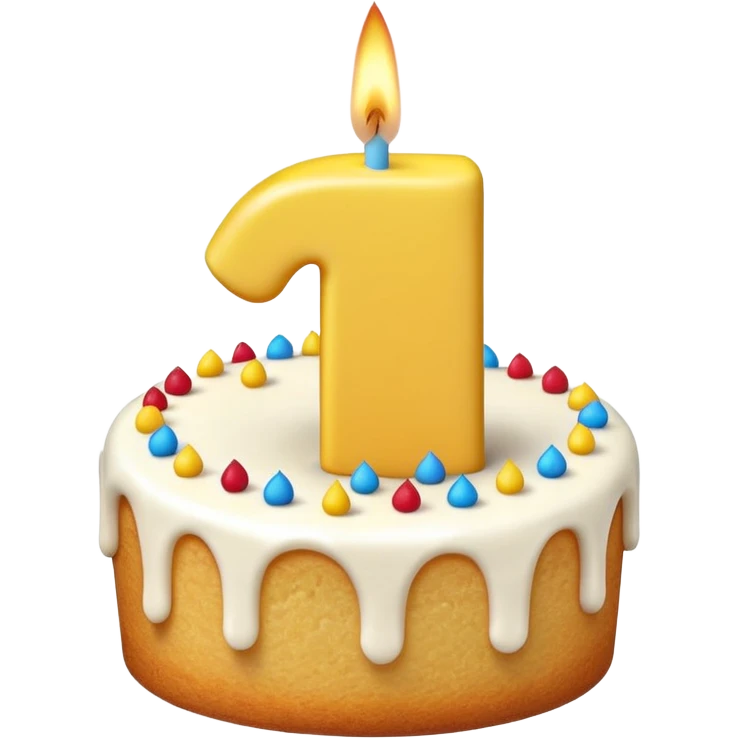 a cake with a candle in the shape of a number 1 emoji