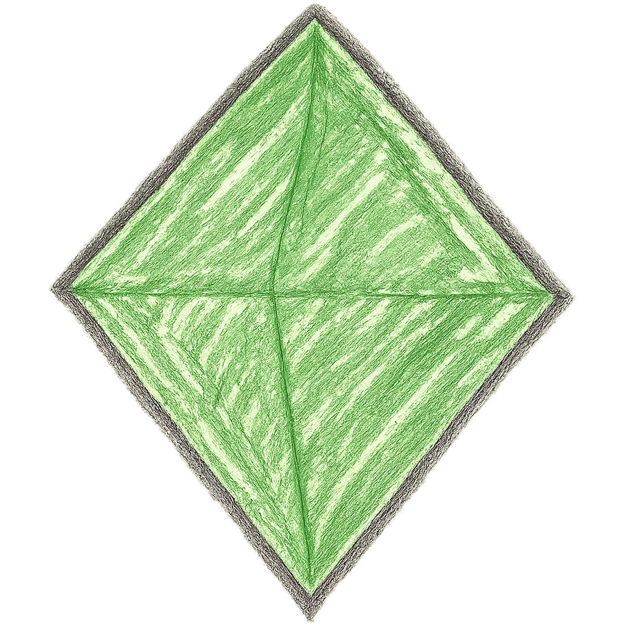 green diamond shape, illustration style emoji