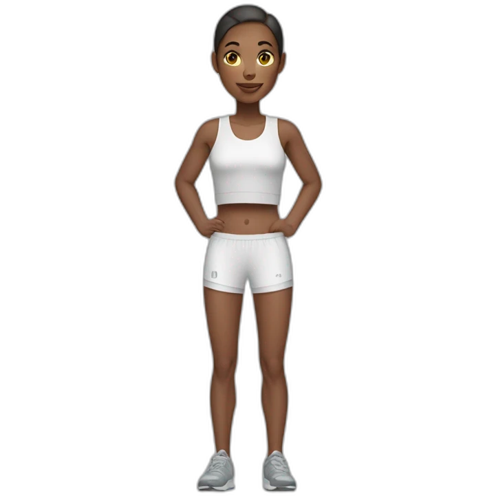 Athletic woman clothed in loose-fitting thin 1% transparent garments emoji