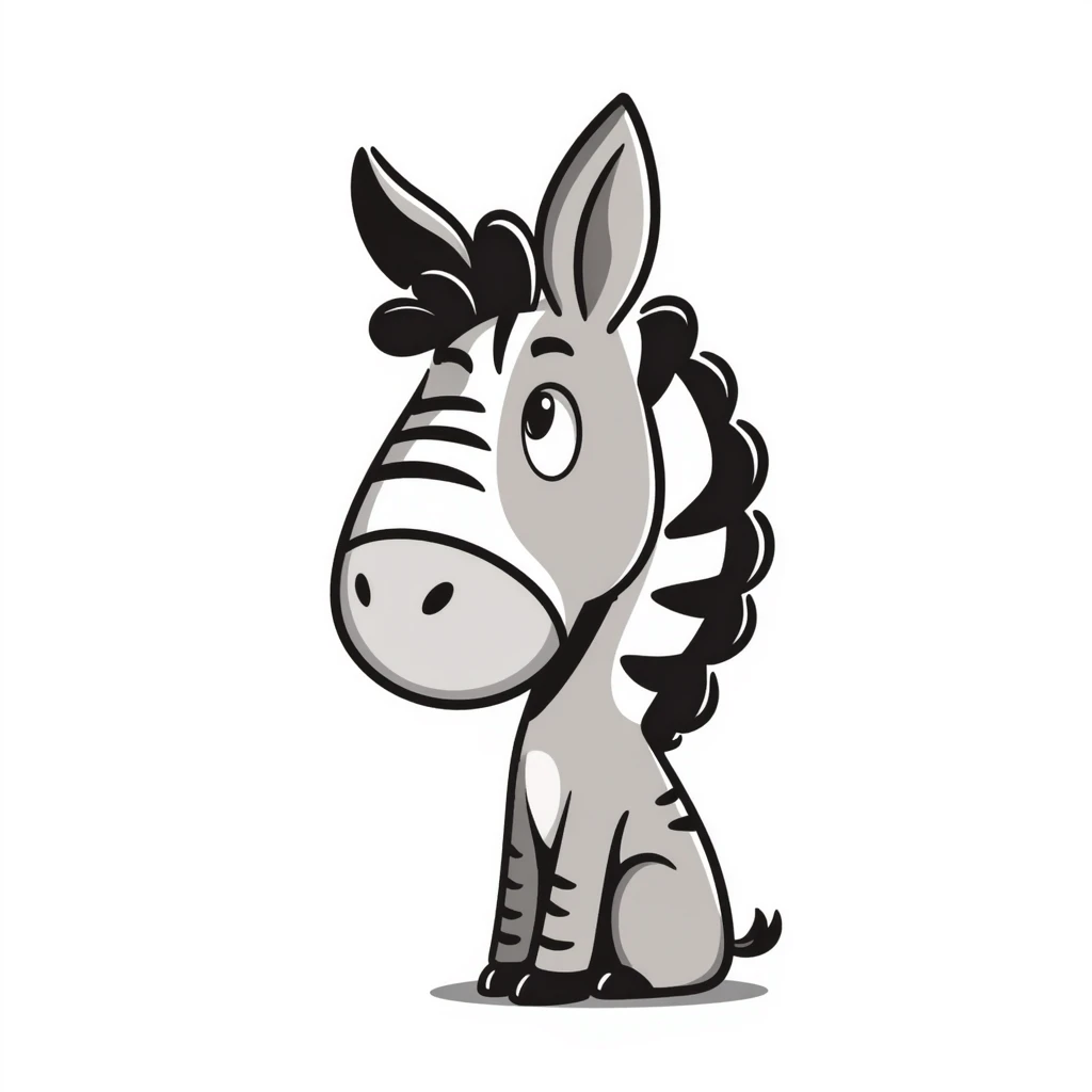 A donkey with a zebra head, donkey body with brown fur and zebra head with black and white stripes emoji
