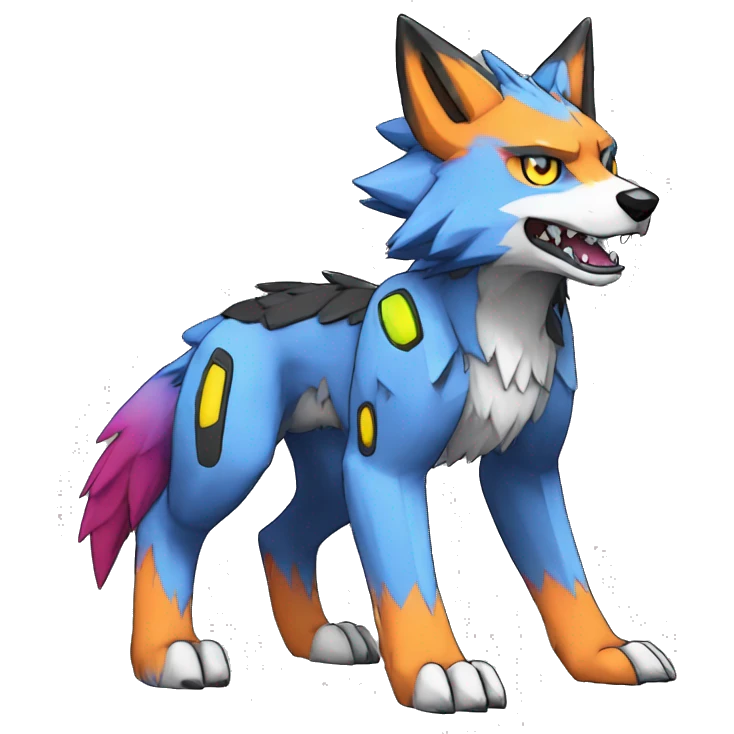 Edgy Colorful Digimon-Fakemon-Wolf with edgy markings full body emoji