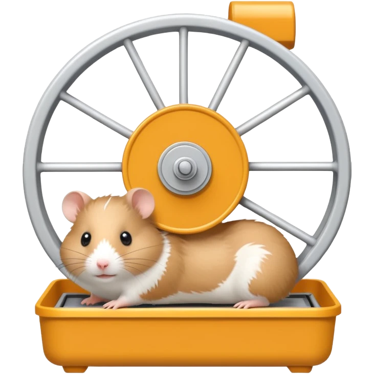 from front angle Hamster in plastic cage with hamster wheel emoji