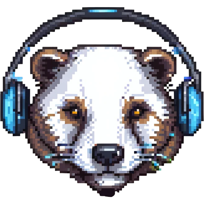 pixel art badger head with a modern headset, detailed pixel shading, icon format emoji