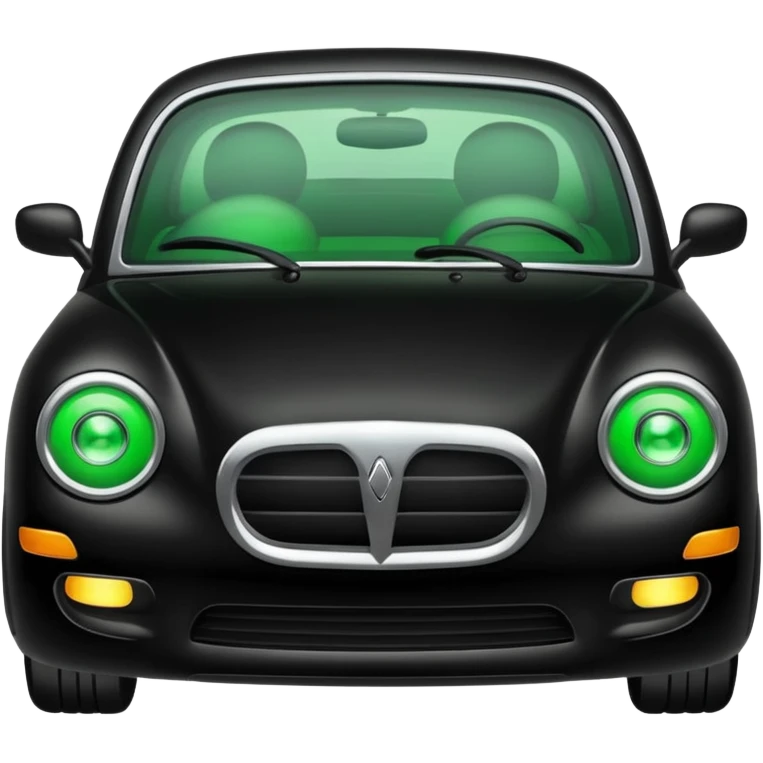 black car with green eyes emoji