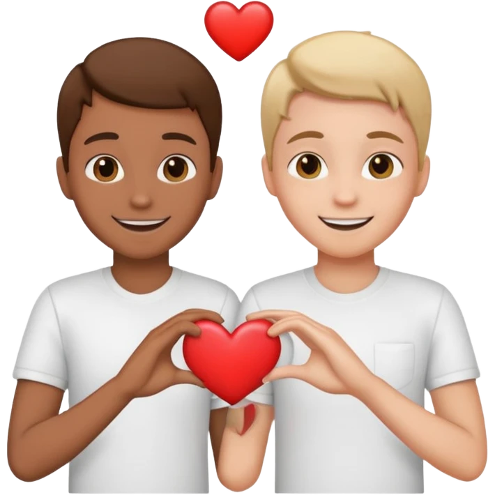 Создай очень счатливых 24 учиников показывающих сердечко в белой рубашке emoji