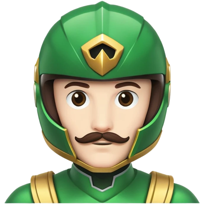 White version of the green power ranger with a brown mustache, green helmet emoji