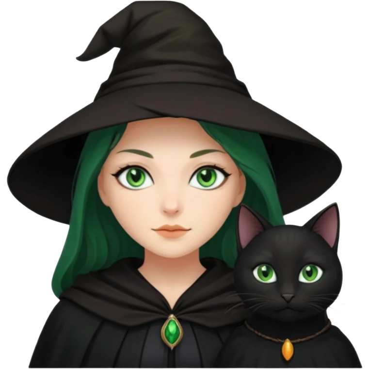 Witch with cat companion emoji