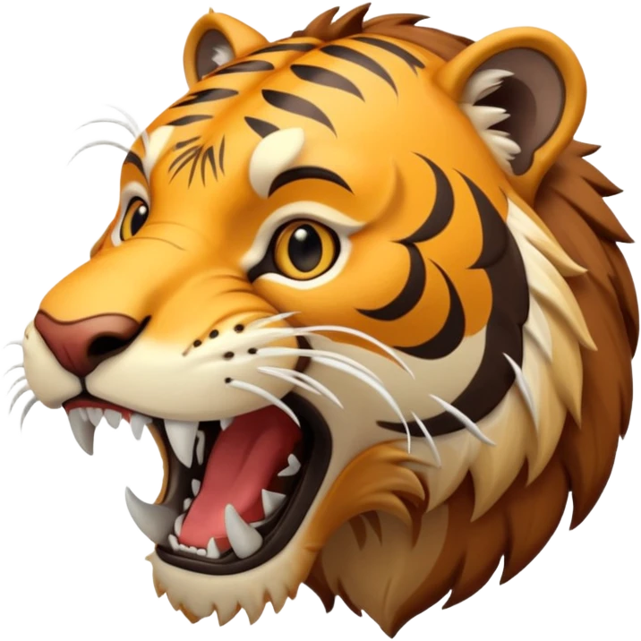 A stylized saber-toothed tiger, long curved white fangs, game-ready character. emoji