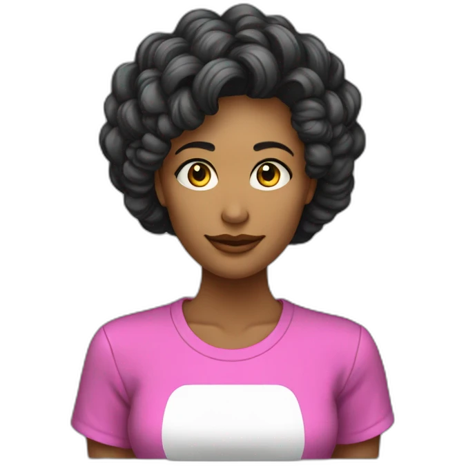 mujer pelo corto semiondulado camiseta con logo 4tech emoji