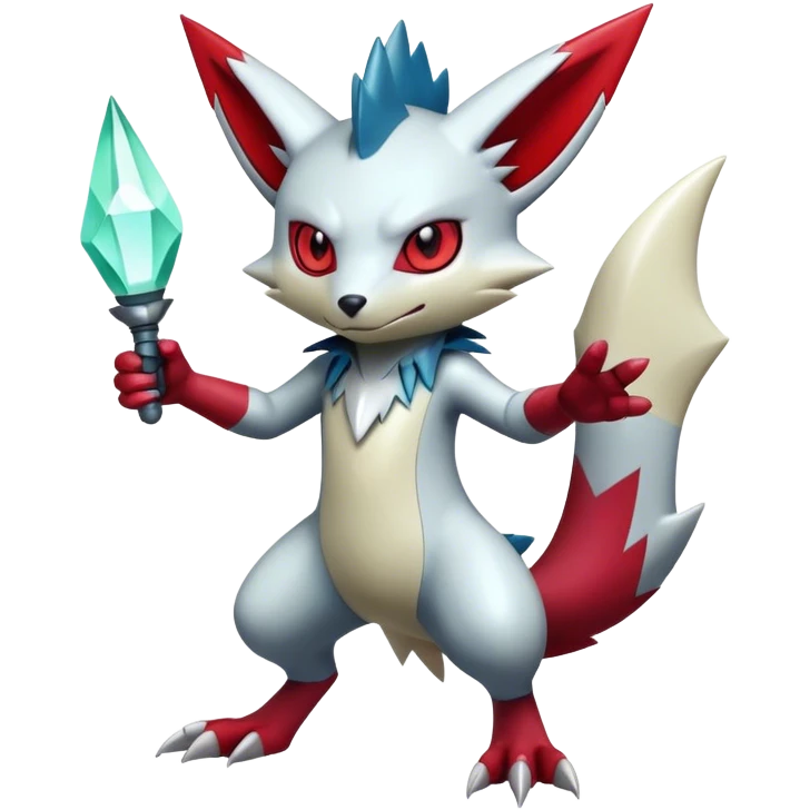  Cool Edgy Shiny Futuristic Ethereal Legendary Zangoose-Sneasel-Digimon-hybrid full body emoji