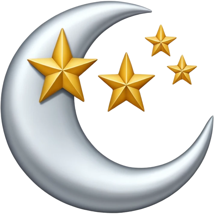 Star and Crescent emoji with black backgroun and no face but the start and crescent both should be in white colour emoji