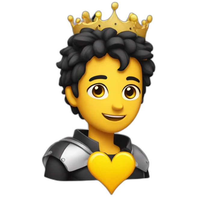 ccorazon amarillo con corona negra emoji