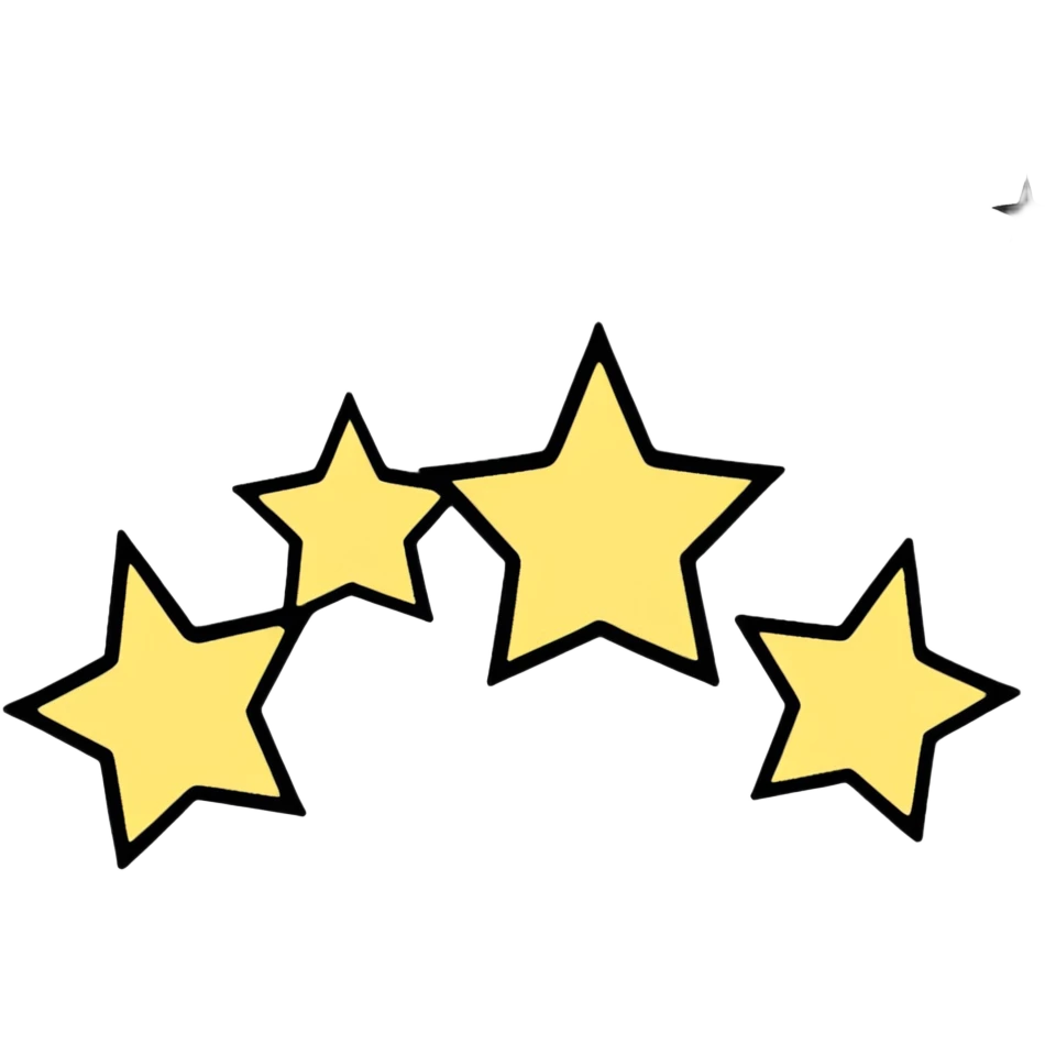three star-shaped sparkles, each containing a different fabric pattern emoji