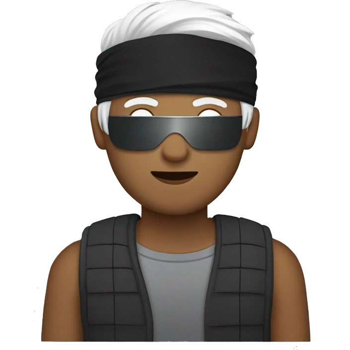 guy with black blindfold  and white hair￼ emoji