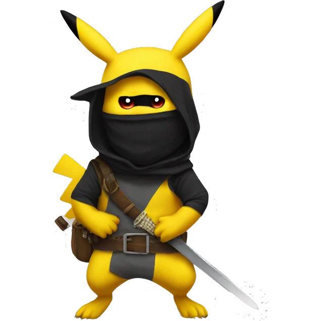 pikachu with balaclava and fake sword emoji