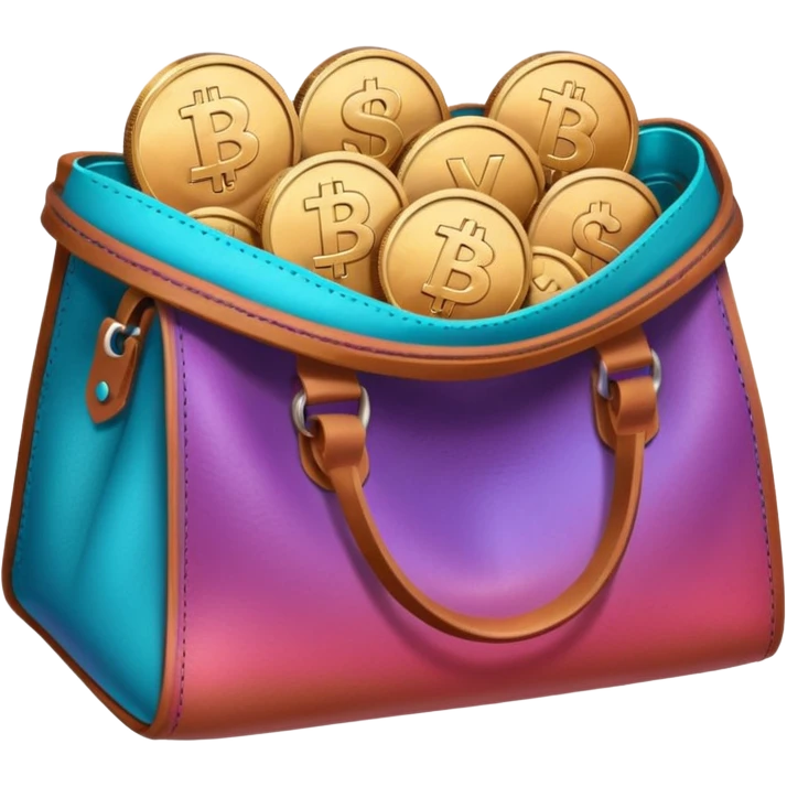 coins inside brown leather bag

Change coins color in in gradient of turquoise, blue, pink, purple, and coral emoji