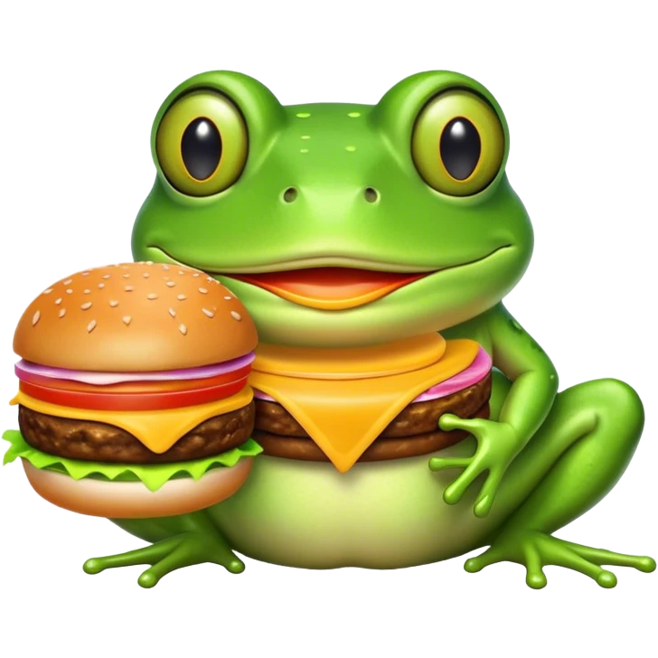 frog eating burger  emoji