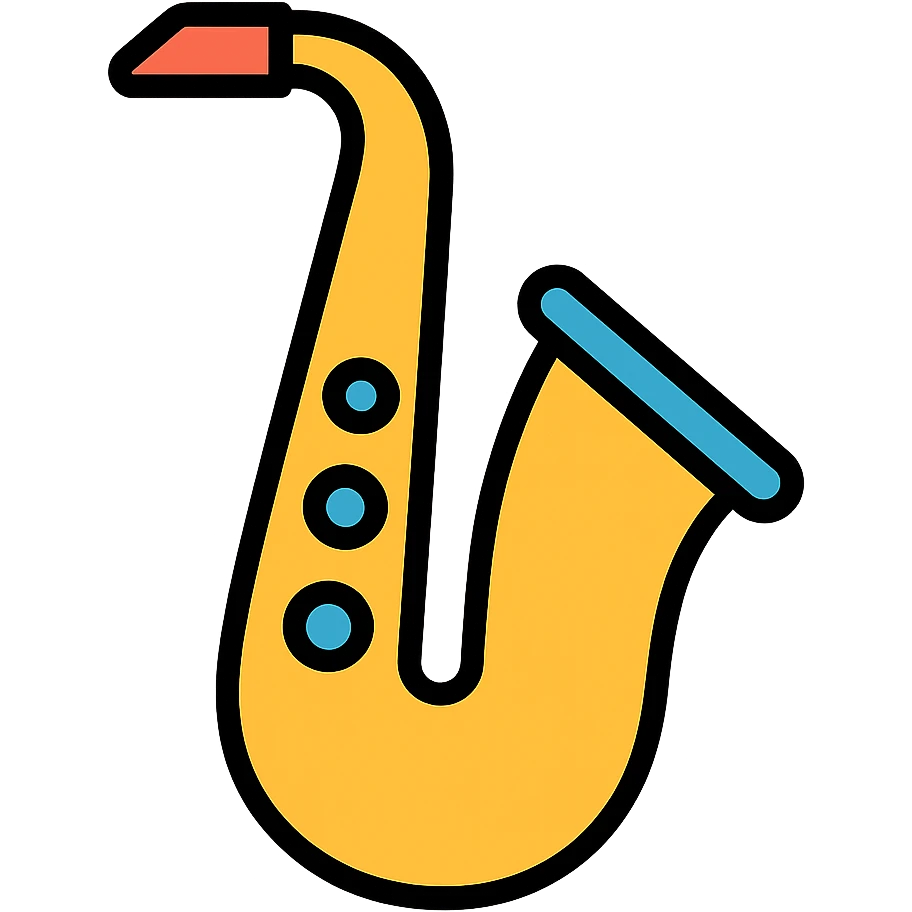 saxophone, modern icon style, bold outline, clean look emoji