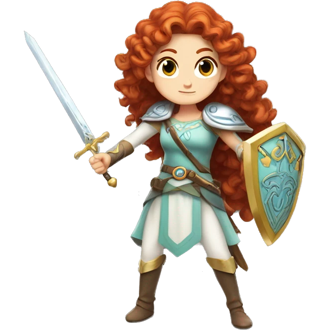 a white girl with long red curly hair and freckles, cosplaying Princess Zelda posing and ready for a fight emoji
