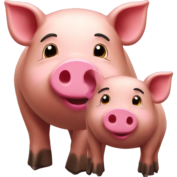 Wild brown pig next To a pink pig emoji