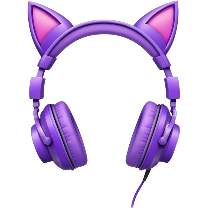 purple gaming headphones with cat ears emoji