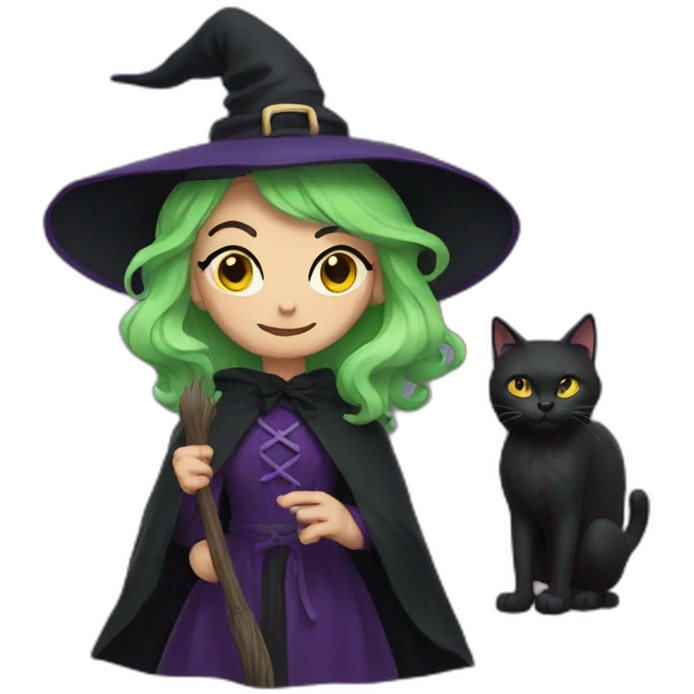 Witch with black cat emoji