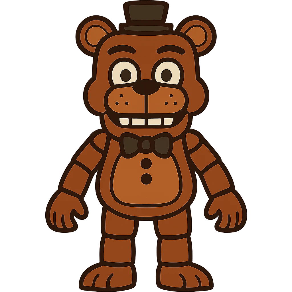 flat toon style animatronic bear inspired by Five Nights at Freddy's emoji