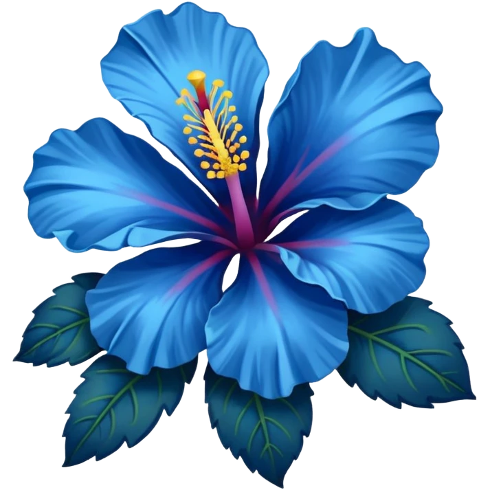 blue hibiscus flower gold center emoji