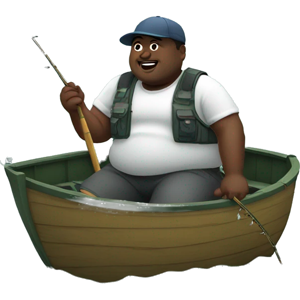 Fat black man fishing emoji