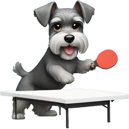 Miniature schnauzer playing ping pong emoji