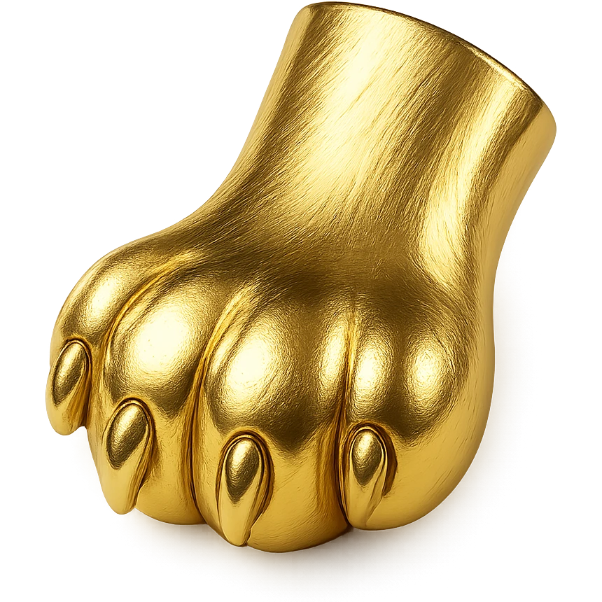 cat paw, shiny metallic gold finish emoji