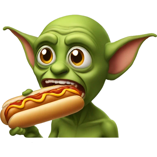 goblin eating a hot dog emoji