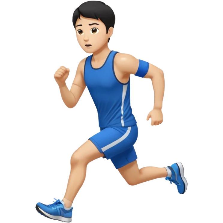 a korean guy about 30 years old, running with sportswear, sweating emoji