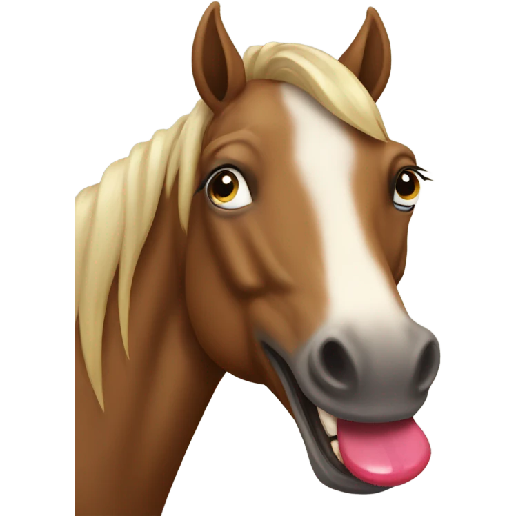 Horse whit a tongue  emoji