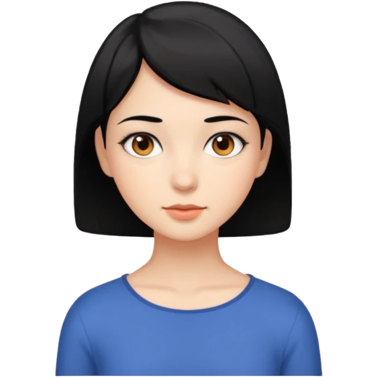 Girl with very shortcut black hair , brown eyes emoji
