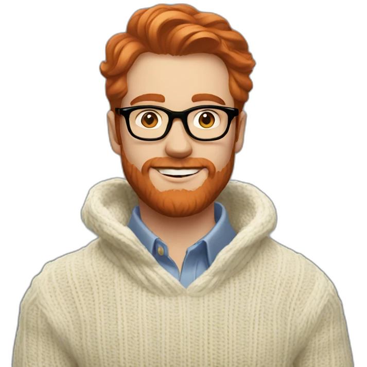 red hair white men with glasses and beard and a ralph lauren sweater emoji