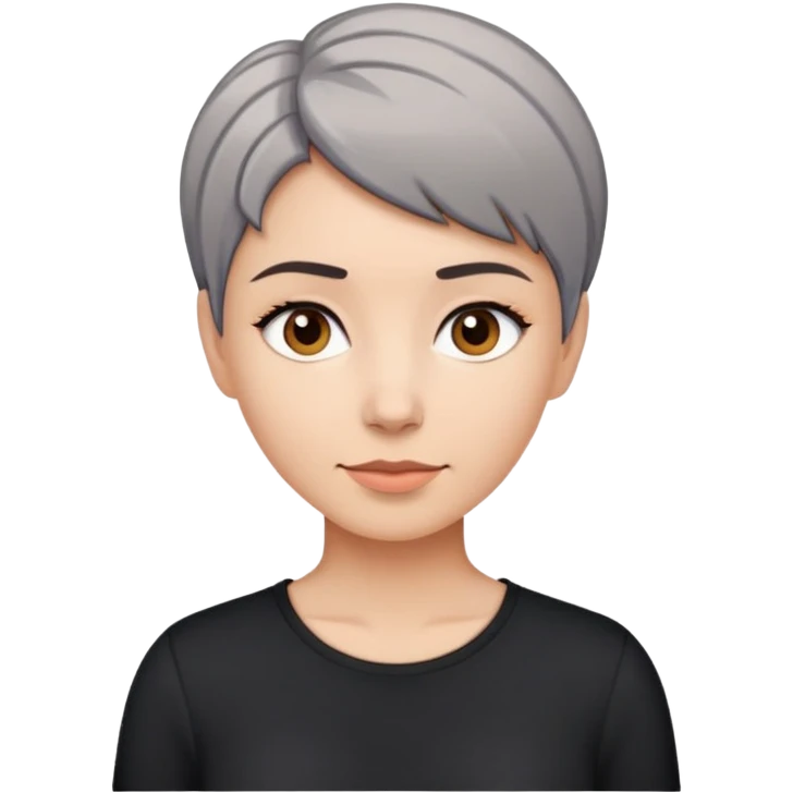 woman with short brown and grey hair wearing a black shirt emoji