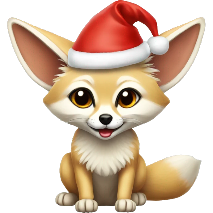 Fennec fox wearing santa hat emoji