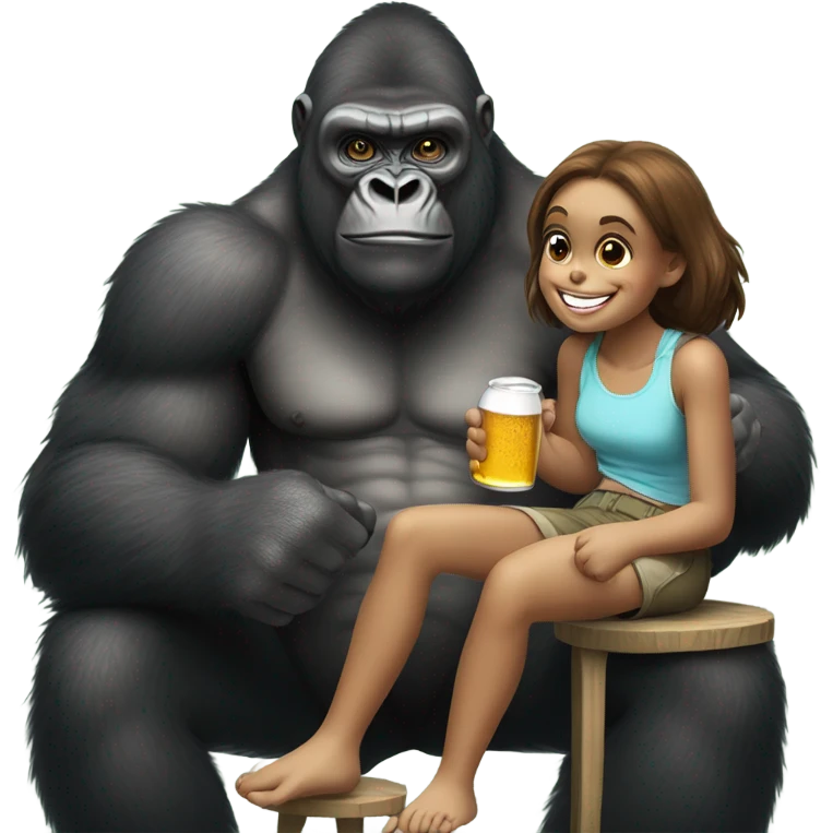 Buff Gorilla drinking beer with a girl emoji